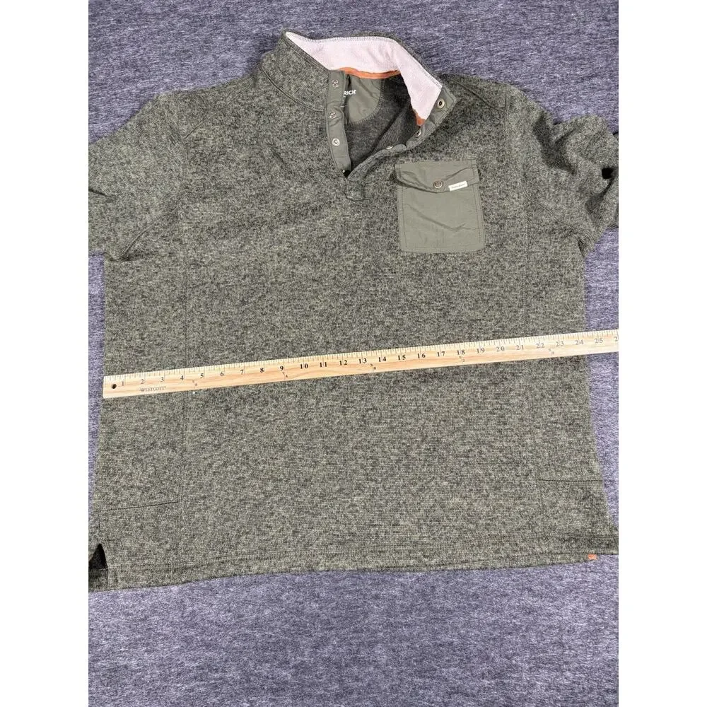 Woolrich Sweater Mens XL Green Snap Henley Mock Neck Pullover Sweatshirt